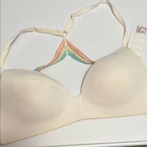 Victoria's Secret Cream Bra with Colorful Straps